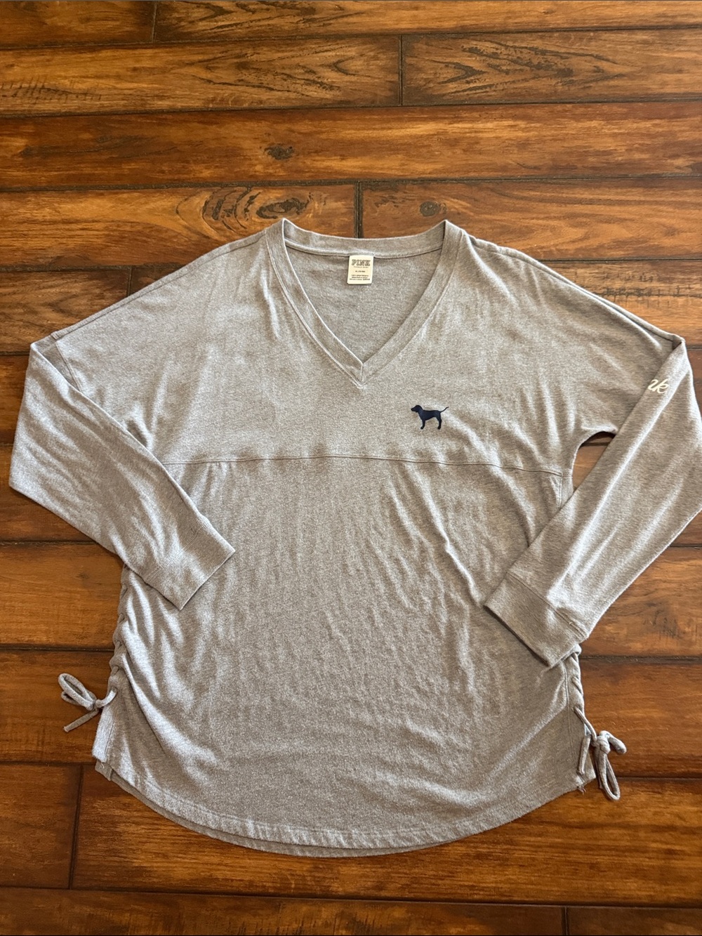 PINK Victoria's Secret Light Gray V-Neck Long Sleeve Tunic with Side Ties